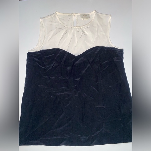 Kate Spade Jamie 100% Silk Colorblock Sleeveless Blouse in Cream/Black Luxury - Picture 6 of 8
